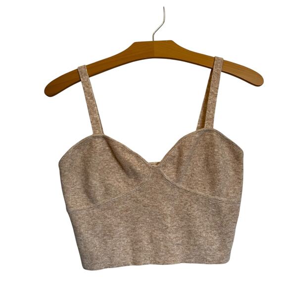 Aritzia Wilfred Sicily Sweater Tank Sweetheart Neckline Bustier Knit Top Oatmeal - Picture 1 of 8